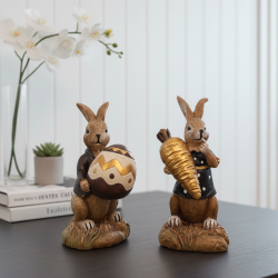 2’li Sevimli Tavşan Biblo Seti 14x7x9 cm - 1