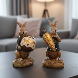 2’li Sevimli Tavşan Biblo Seti 14x7x9 cm - 2