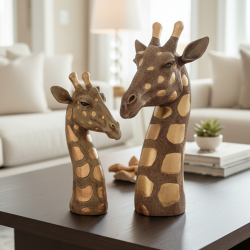 2’li Zürafa Heykel Biblo Seti 40x21 cm - 1