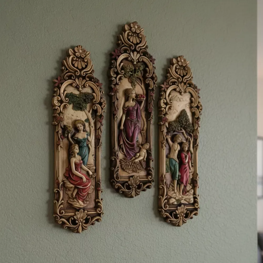 3’lü Vintage Duvar Panosu Seti 45x14 cm