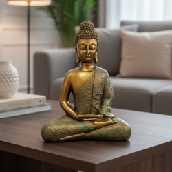 Büyük Boy Buda Heykeli Gold 35x27 cm - 3