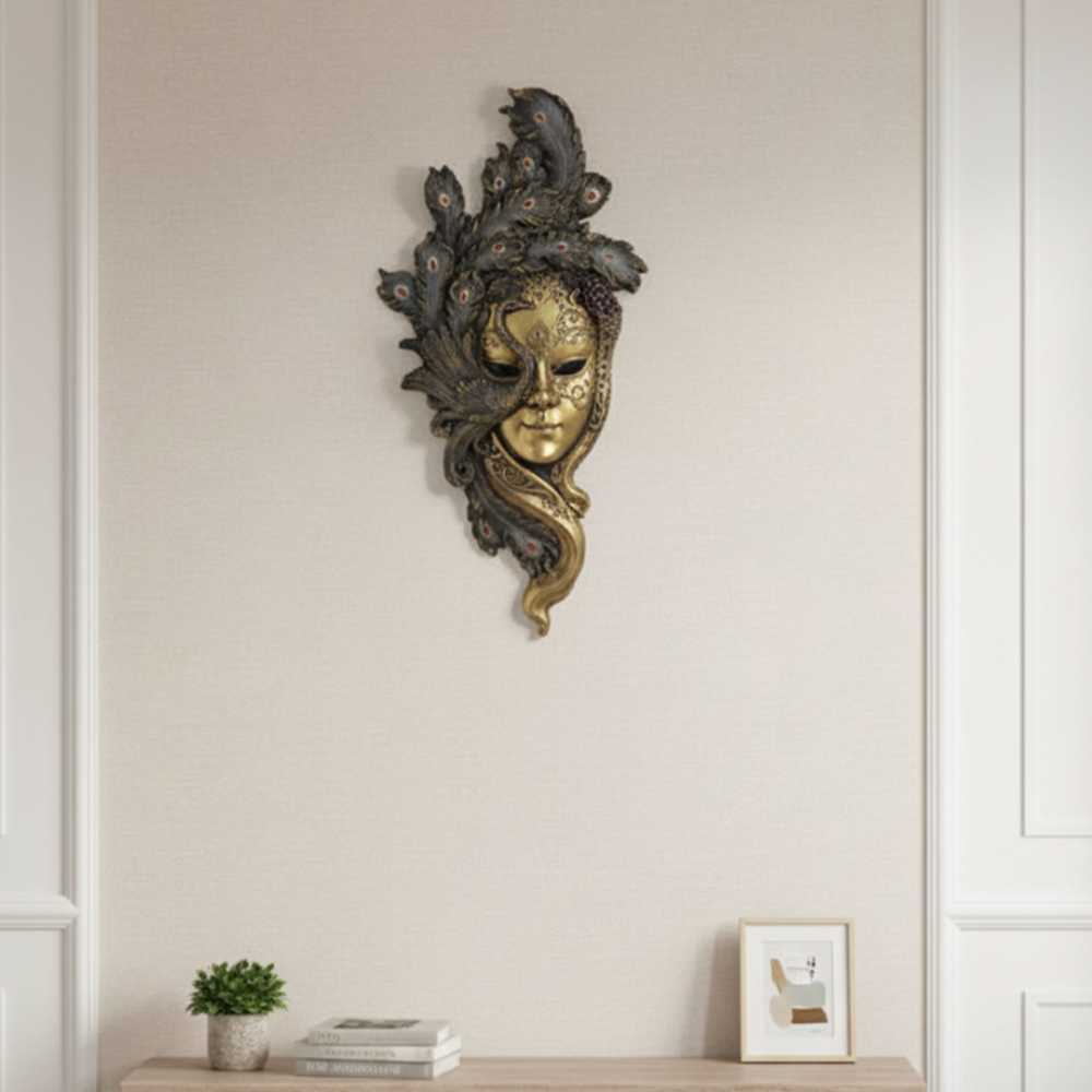 Büyük Dekoratif Maske Duvar Heykeli 53x26 cm - 2