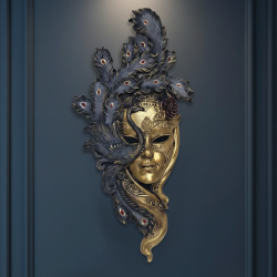 Büyük Dekoratif Maske Duvar Heykeli 53x26 cm - 1