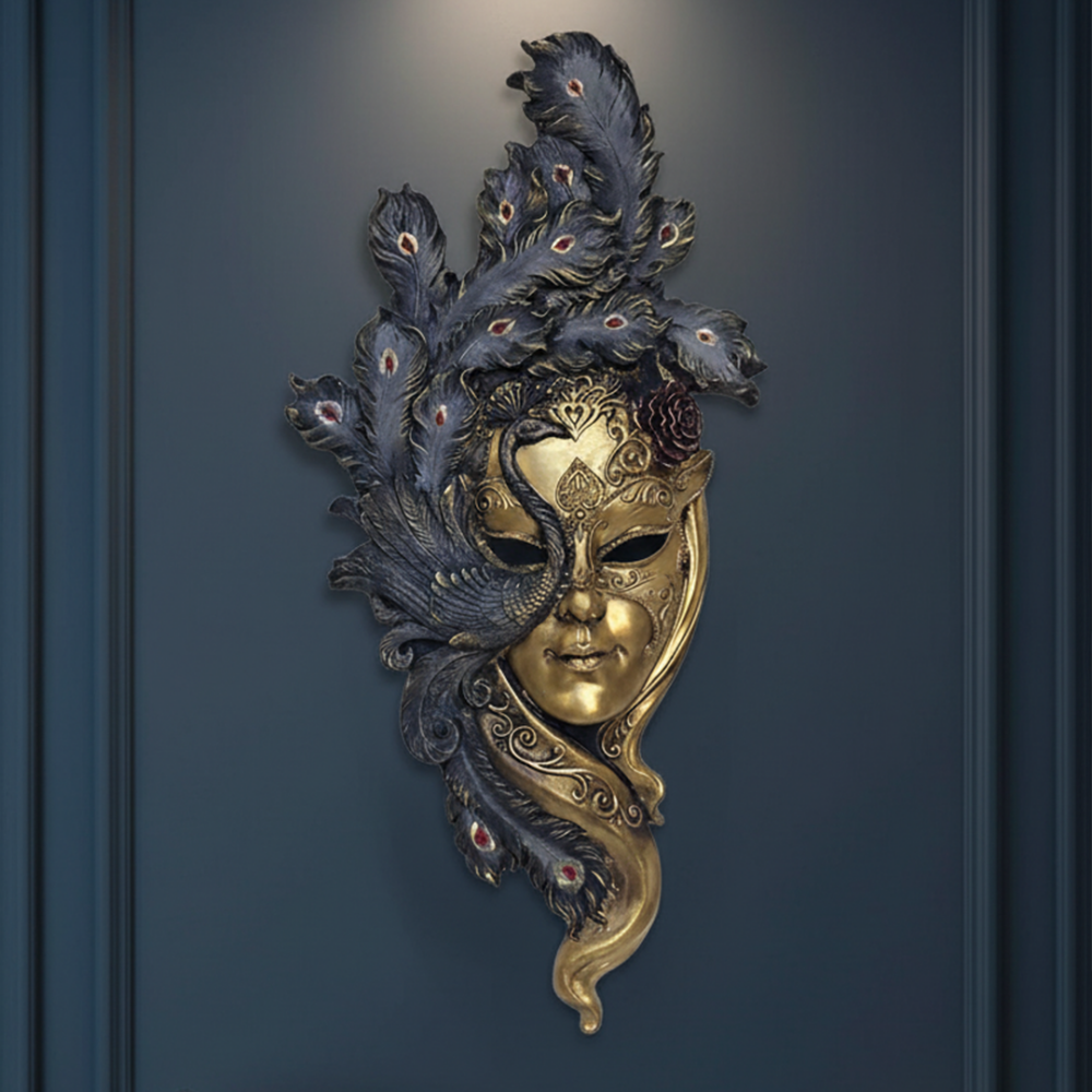 Büyük Dekoratif Maske Duvar Heykeli 53x26 cm