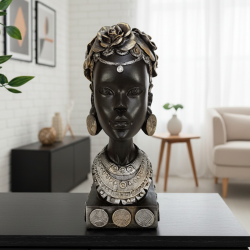 Çiçekli Etnik Kadın Heykeli 26x11 cm - 2