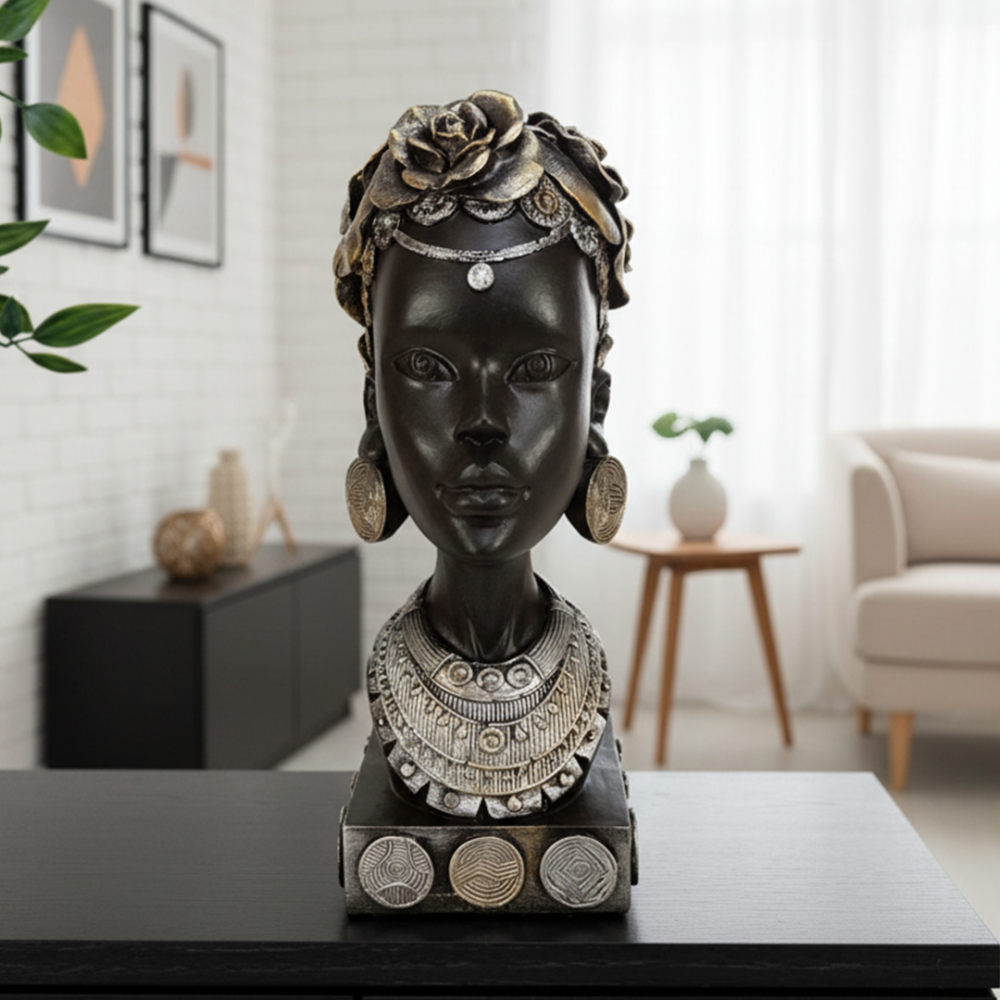 Çiçekli Etnik Kadın Heykeli 26x11 cm - 2