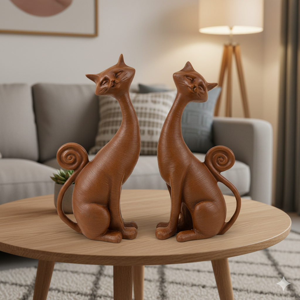 Dekoratif 2’li Kedi Biblo 21x10 cm