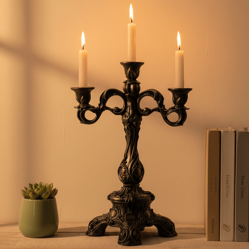 Dekoratif 3 Kollu Şamdan Mumluk (37x25cm) - 3