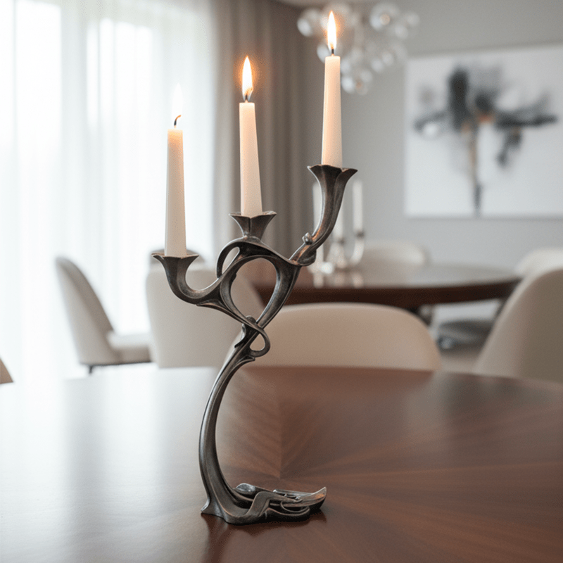 Dekoratif 3 Kollu Şamdan Mumluk (37x25cm) - 5