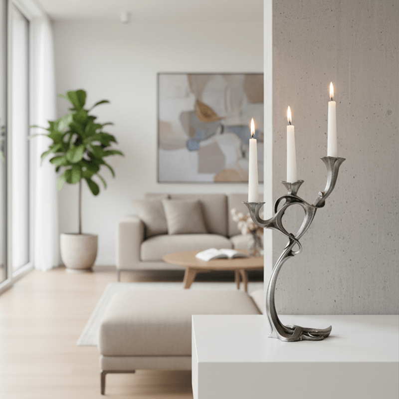 Dekoratif 3 Kollu Şamdan Mumluk (37x25cm) - 6