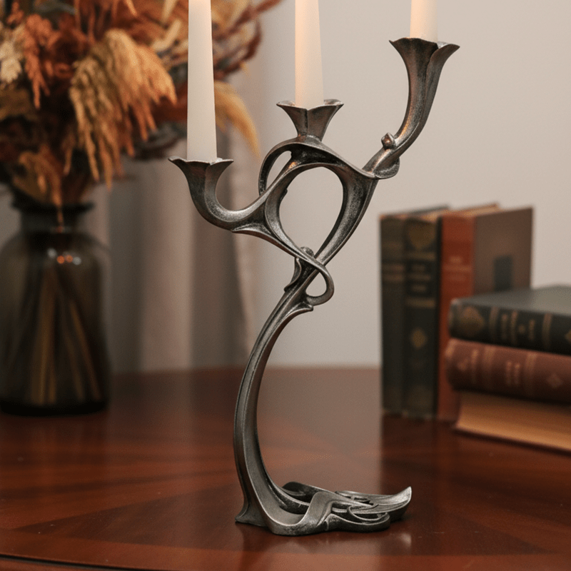 Dekoratif 3 Kollu Şamdan Mumluk (37x25cm) - 7