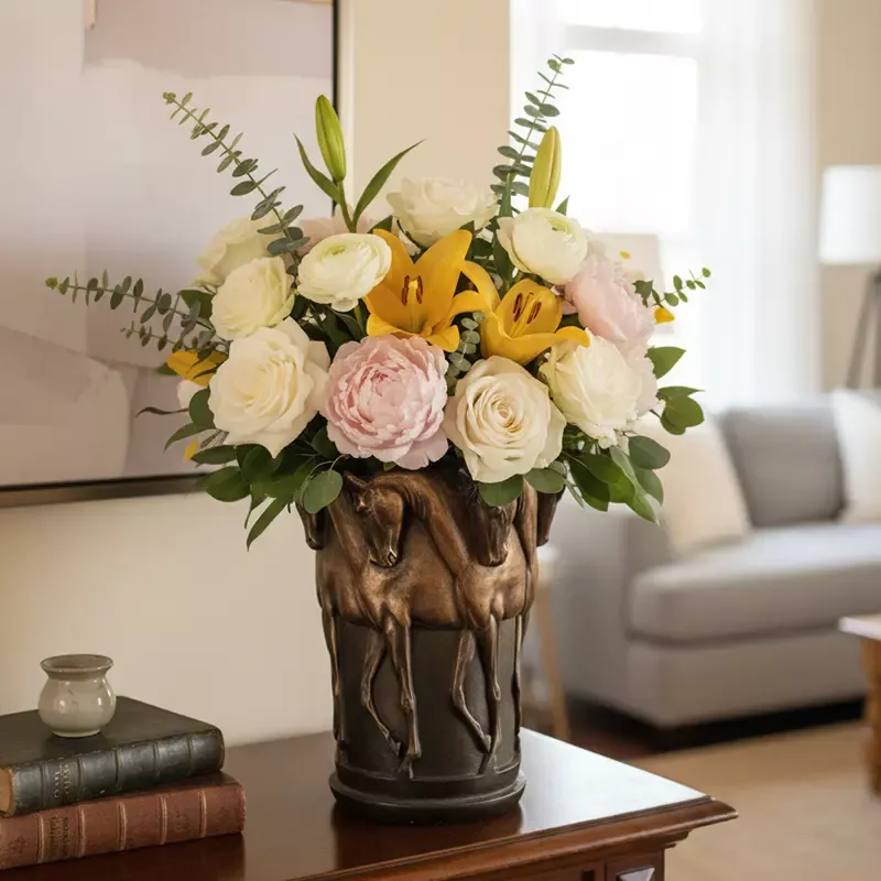 Dekoratif Atlı Vazo Biblo 22x29 cm - 2