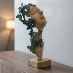 Dekoratif Çiçekli Kadın Biblo Mumluk 32x15 cm - 1