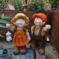 Dekoratif Fenerli Cüce Heykeli 2’li Set 44x27 cm - 2