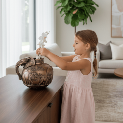 Dekoratif Fil Figürlü Tombul Vazo Saksı (32x27cm) - 1