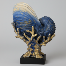 Dekoratif Mercanlı Deniz Kabuğu Vazo Biblo Red 27x21cm - 4