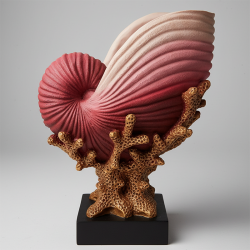 Dekoratif Mercanlı Deniz Kabuğu Vazo Biblo Red 27x21cm - 6