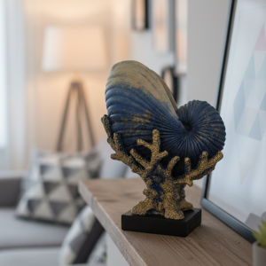 Dekoratif Mercanlı Deniz Kabuğu Vazo Biblo Blue 27x21cm - 1