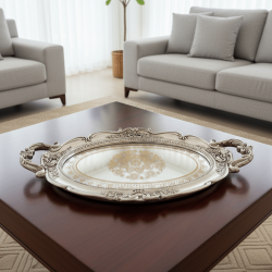 Dekoratif Vintage Aynalı Nişan, Kına, Söz Tepsisi (48x28cm) - 1