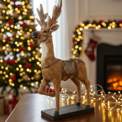 Dekoratif Yılbaşı Geyik Heykeli Biblo Büyük Boy Figür (40x25 cm ) - 2