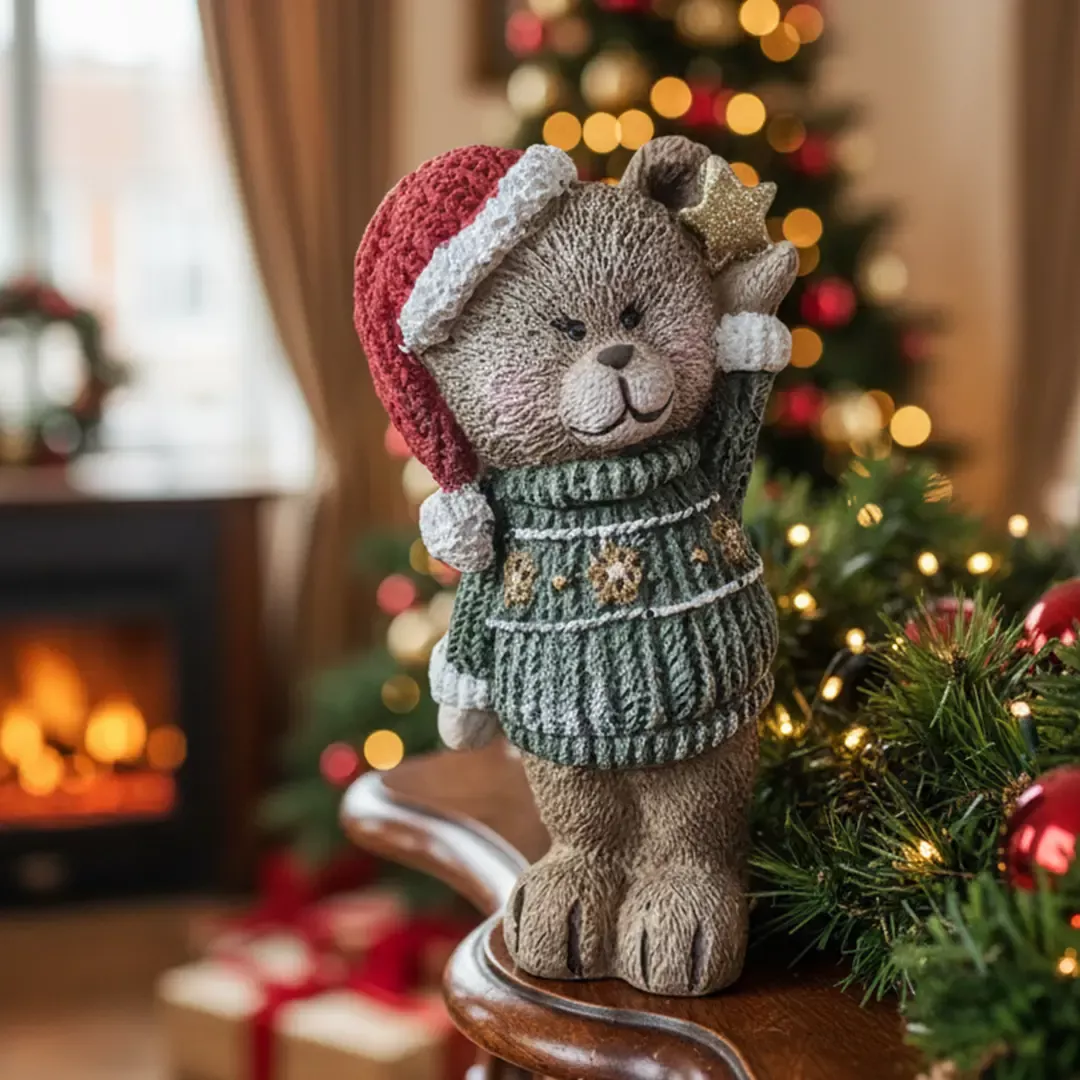 Dekoratif Yılbaşı Noel Ayıcık Biblo ve Hediyelik Obje (18x10cm)