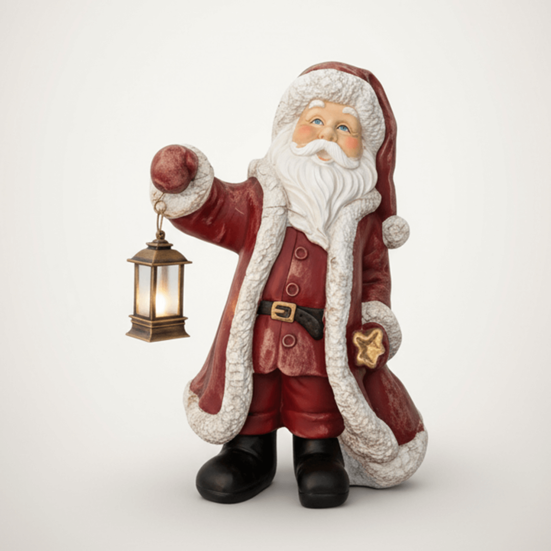 Fenerli Noel Baba Heykeli - Yılbaşı Biblo Obje (46x35cm)