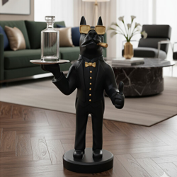 Lüks Fransız Buldog Tepsili Köpek Biblo 70x35cm - 1