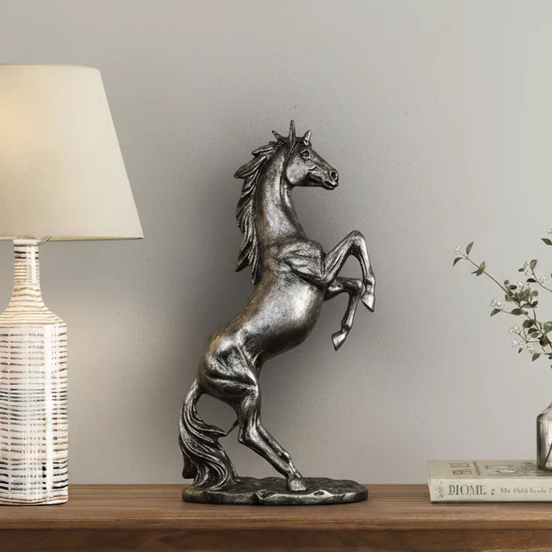 Dekoratif Şahlanan At Heykeli Biblo 35x18 cm - 4