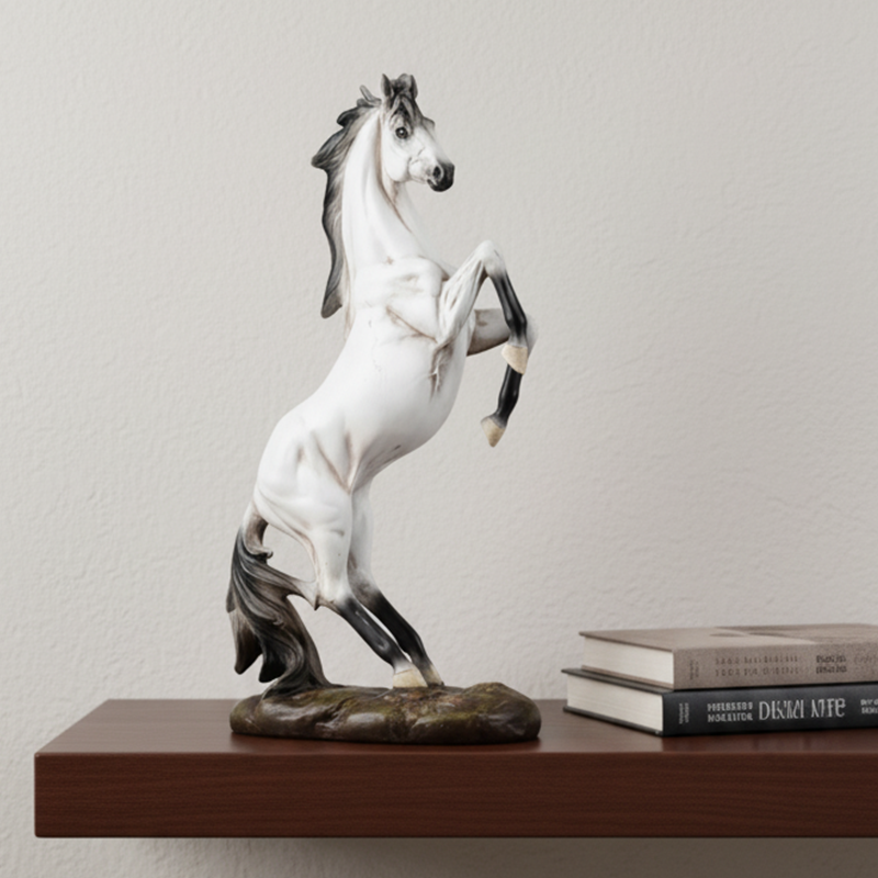 Dekoratif Şahlanan At Heykeli Biblo 35x18 cm - 7