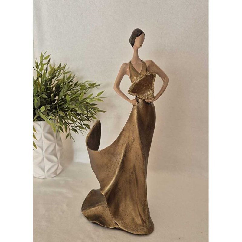 Yelpazeli Kadın Şişe Tutucu Şaraplık 35x17cm - 2