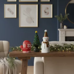 Yılbaşı 3'lü Obje ve Biblo Seti Eldiven Çam Ağacı Kardan Adam (Y 10x17x18 cm) - 3